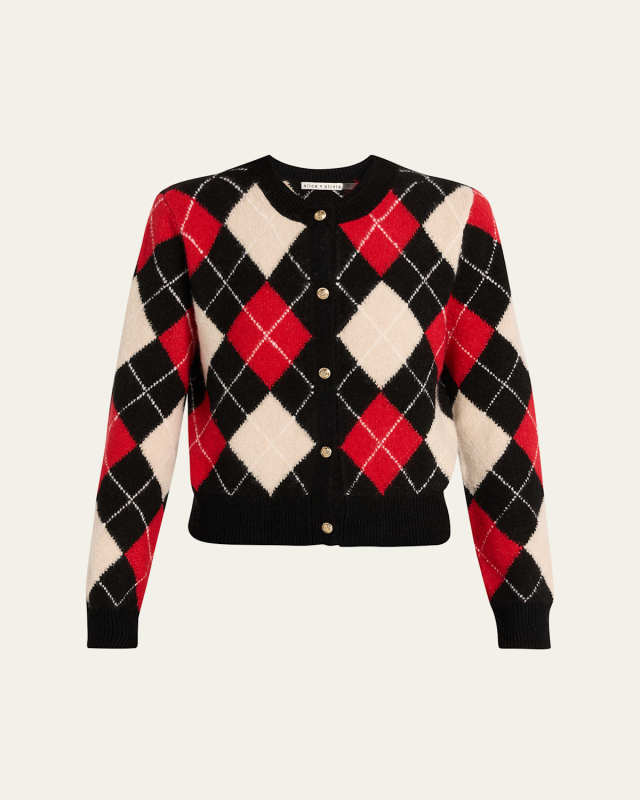 Carolee Argyle Crewneck Cardigan